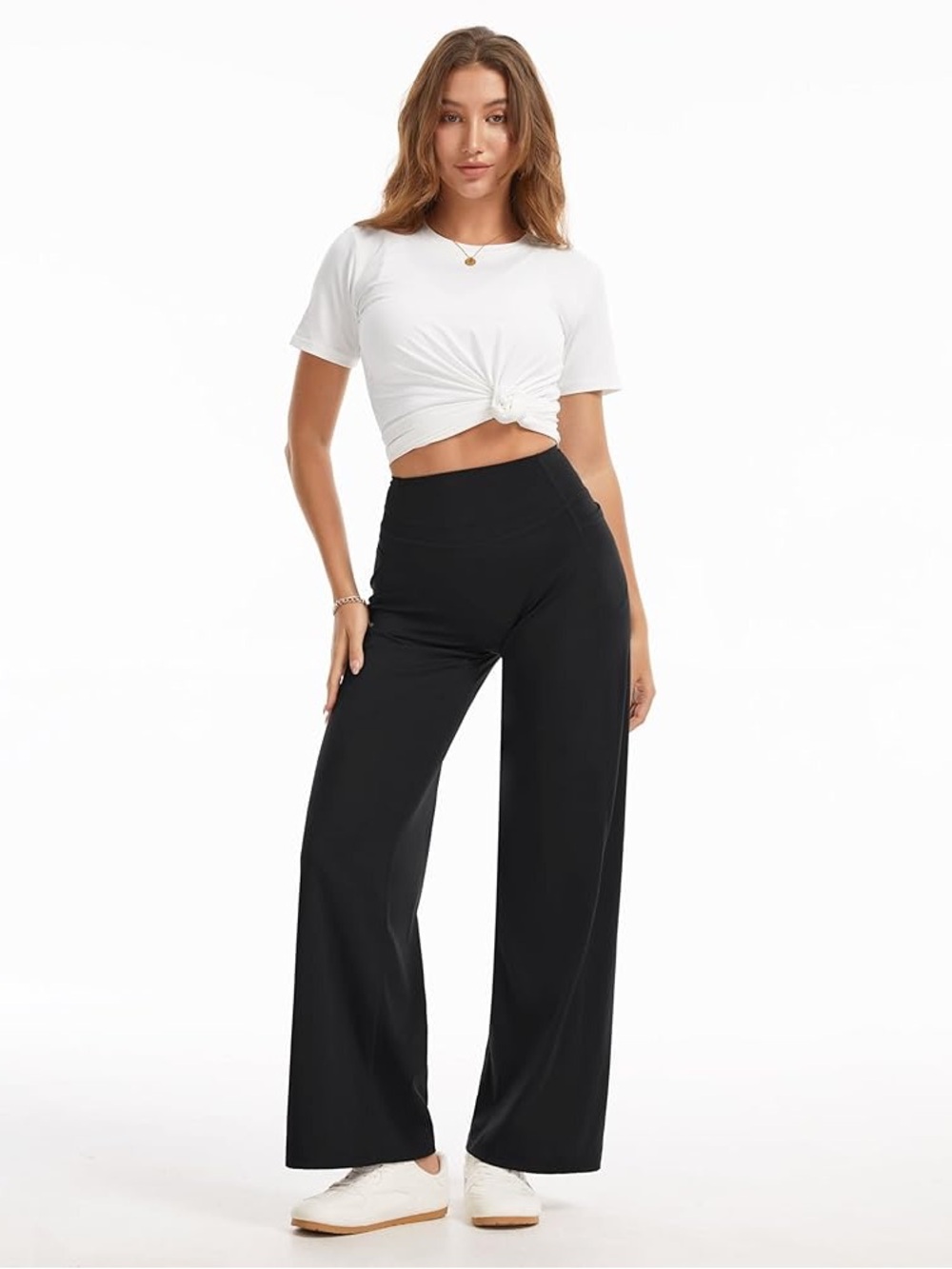 NWT THE GYM PEOPLE Booty Lift High Waist Wide Leg Yoga Pants Black S